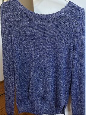 H&M - Violet Metallic High-Low Crewneck Sweater with Back Zip (S/M)